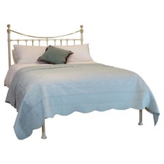 Brass and Iron Platform Antique Bed in Cream MK249