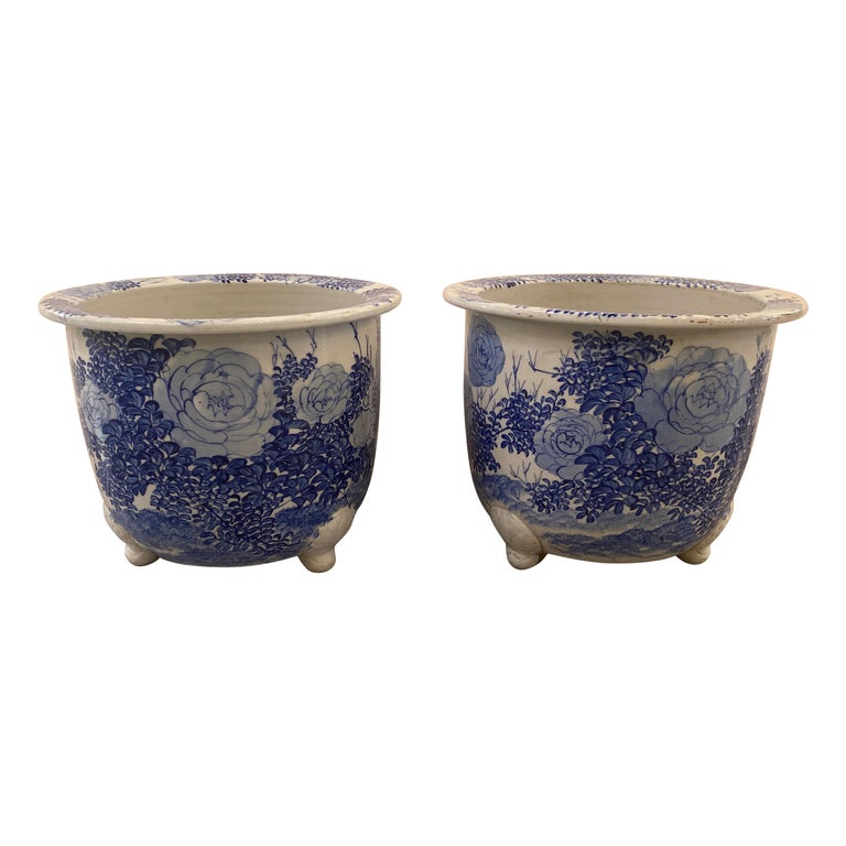 Pair Porcelain Planters For Sale at 1stDibs