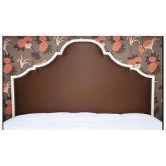 White Lacquered Upholstered King Headboard from Hickory Chair