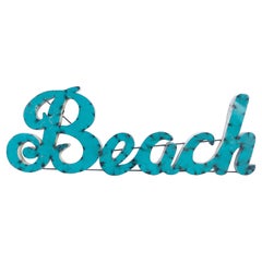 Vintage Shabby Chic "Beach" Metal Wall Sculpture Sign