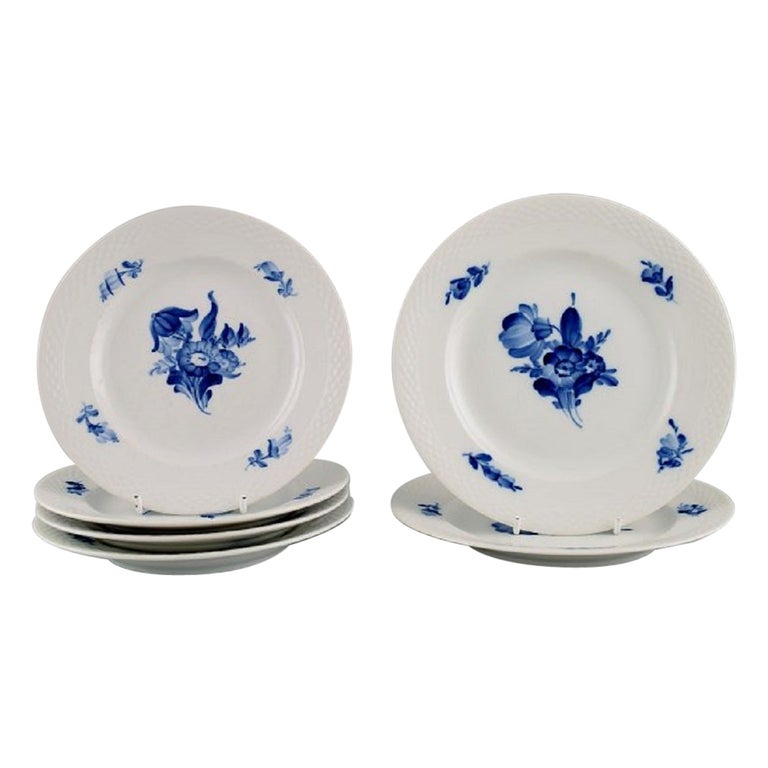 Six Royal Copenhagen Blue Flower Braided Plates For Sale