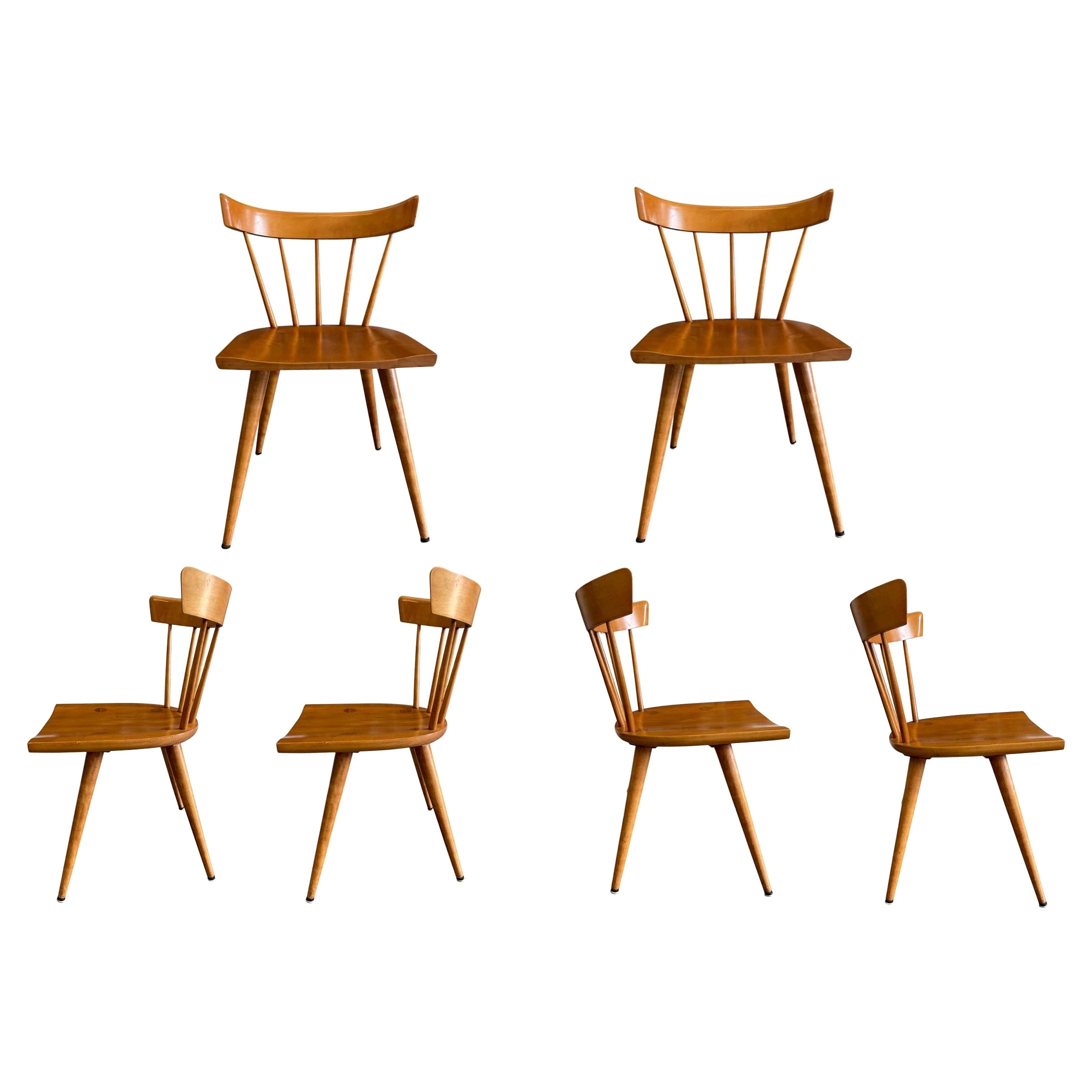 Mid-Century Paul McCobb Planner Group Dining Chairs Maple Spindle Back Chairs For Sale