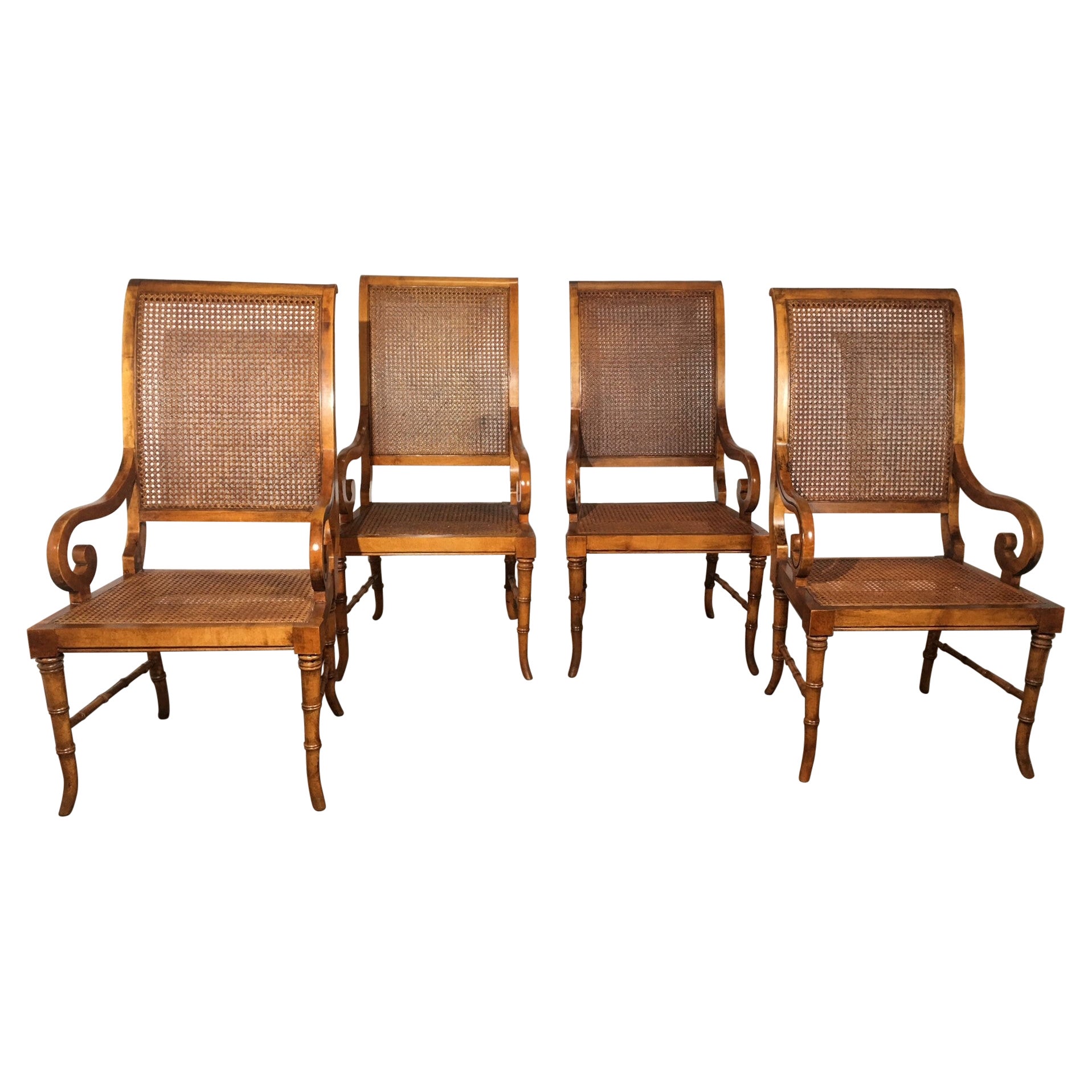 Set of 4 Cane Dining Chairs