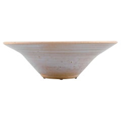 Danish Studio Ceramicist, Unique Bowl in Glazed Stoneware with Flower