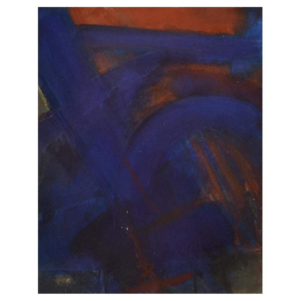 Ole Bjørn Krüger, Danish Artist, Oil on Japanese Paper, Composition For Sale