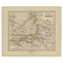 Mapa antiguo de Gelderland con el Veluwe Etc, Países Bajos, 1864