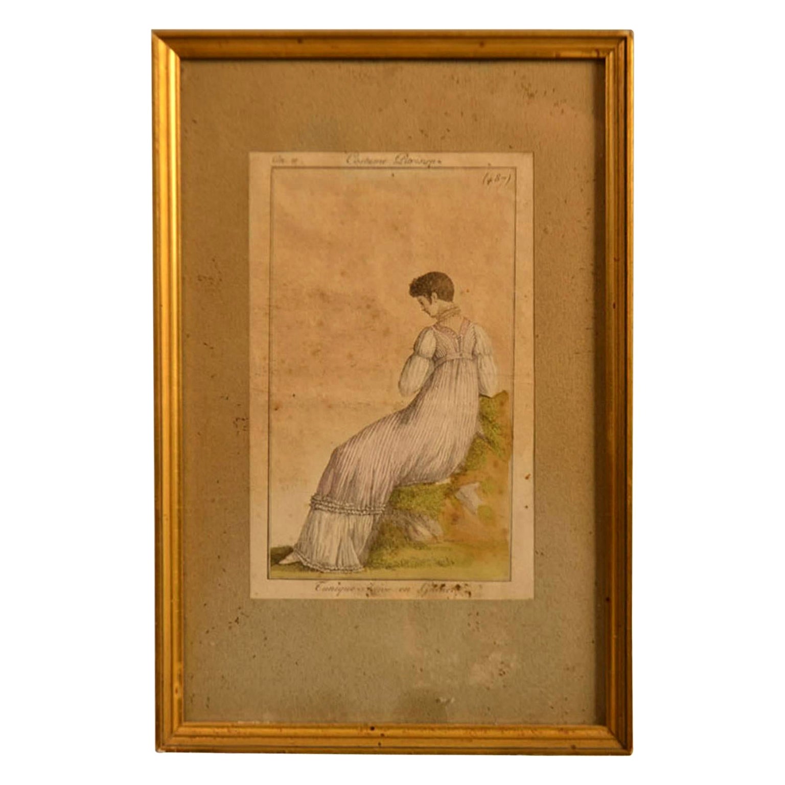 18th Century Framed Fashion Engraving For Sale