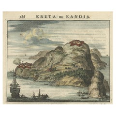 Stampa antica di un'isola della Grecia, probabilmente Gavdopoula a sud di Creta, 1688