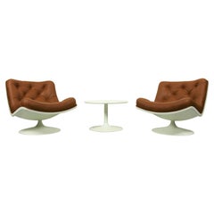 2 Vintage Artifort Lounge Chairs 'Model F976' & Table Harcourt & Paulin Artifort