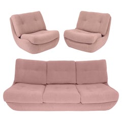 Pink Blush Boucle Atlantis Sofa and Armchairs, Europe, 1960s
