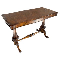 Antique Victorian Quality Burr Walnut Serpentine Shaped Centre Table