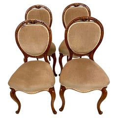 Set of Four Fine Quality Antique Victorian Walnut Balloon Back Dining Chairs 