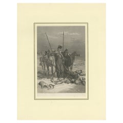 Antique Print of a Battle Scene in Early 19th Century Europe, ca.1857