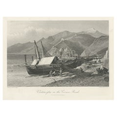 Antique Print Titled 'Ventimiglia on the Cornice Road' in Northern Italy, c.1880