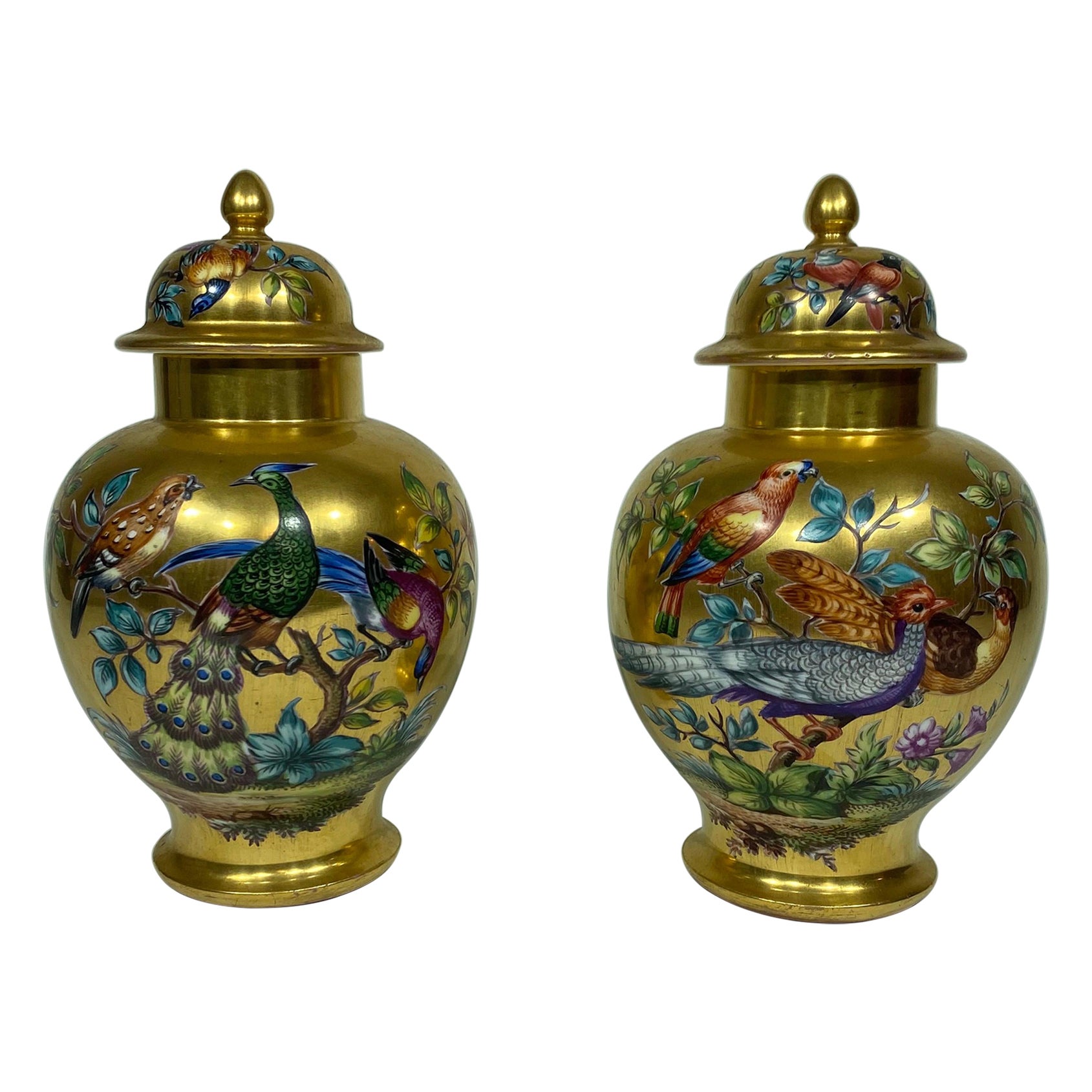 Pair of Turn 19/20th C Dresden Ginger Jars For Sale