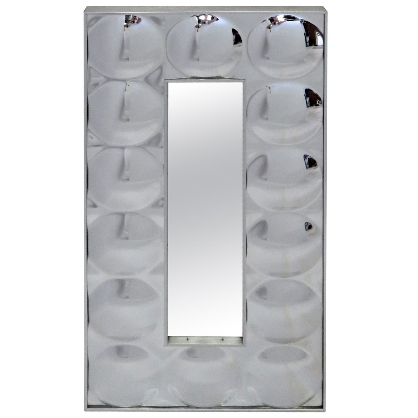 Turner Op to Pop Space Age Rectangular Convex Bubbles Wall Mirror, 1970s