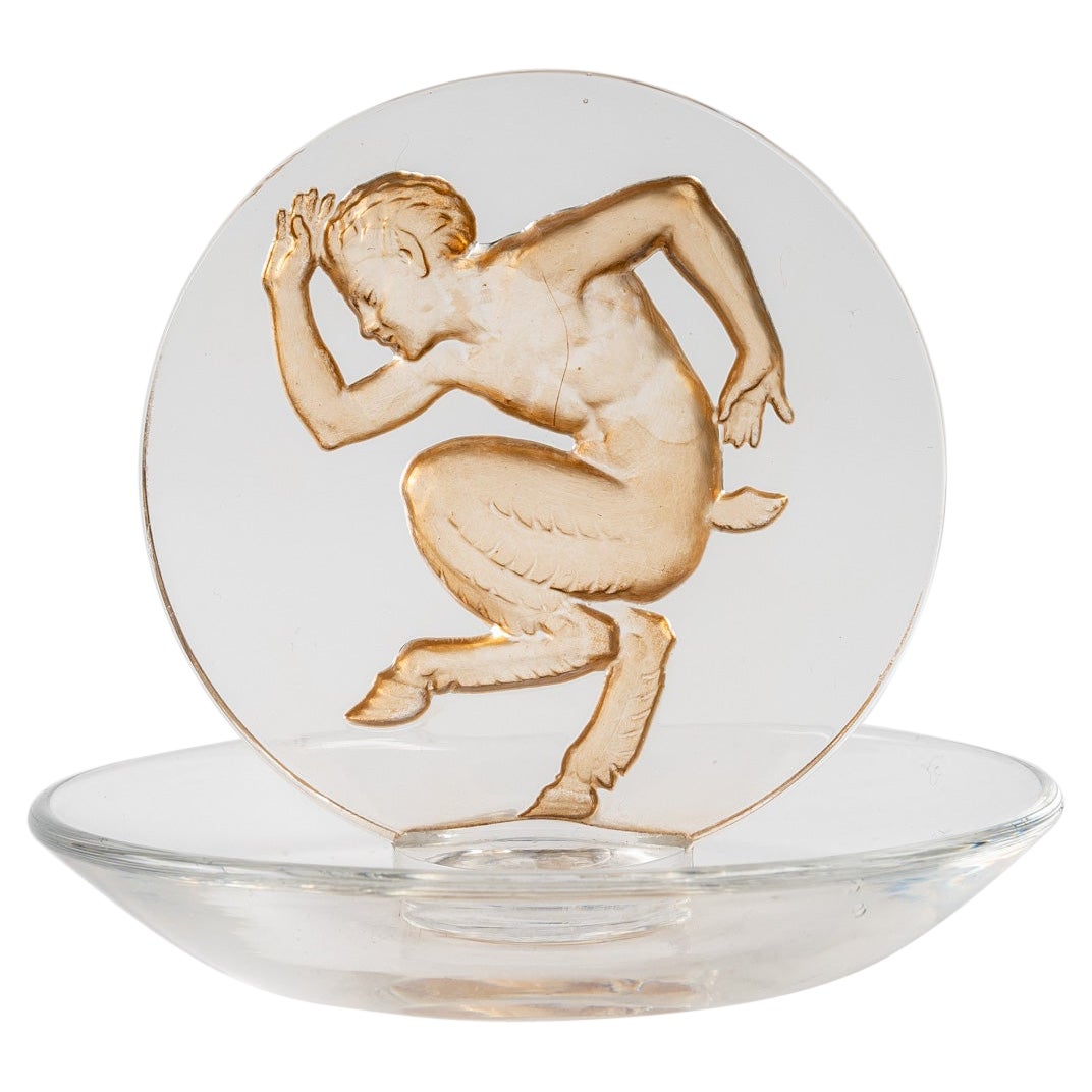 1931 Rene Lalique Faune Astray Pintray Clear Glass with Sepia Patina