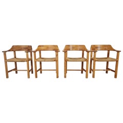 Rainer Daumiller Pine Wood Dining Chairs for Hirtshals Savvaerk, Set of 4, 1970