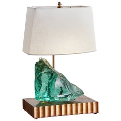 Slag Glass Table Lamp in the Style of Max Ingrand