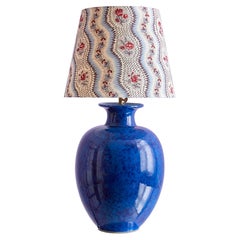 Vintage Ceramic Table Lamp with Customized Shade, France 1980's
