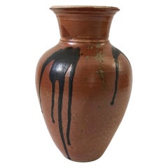 Large Vintage Terra Cotta Drip Studio Pottery Vase