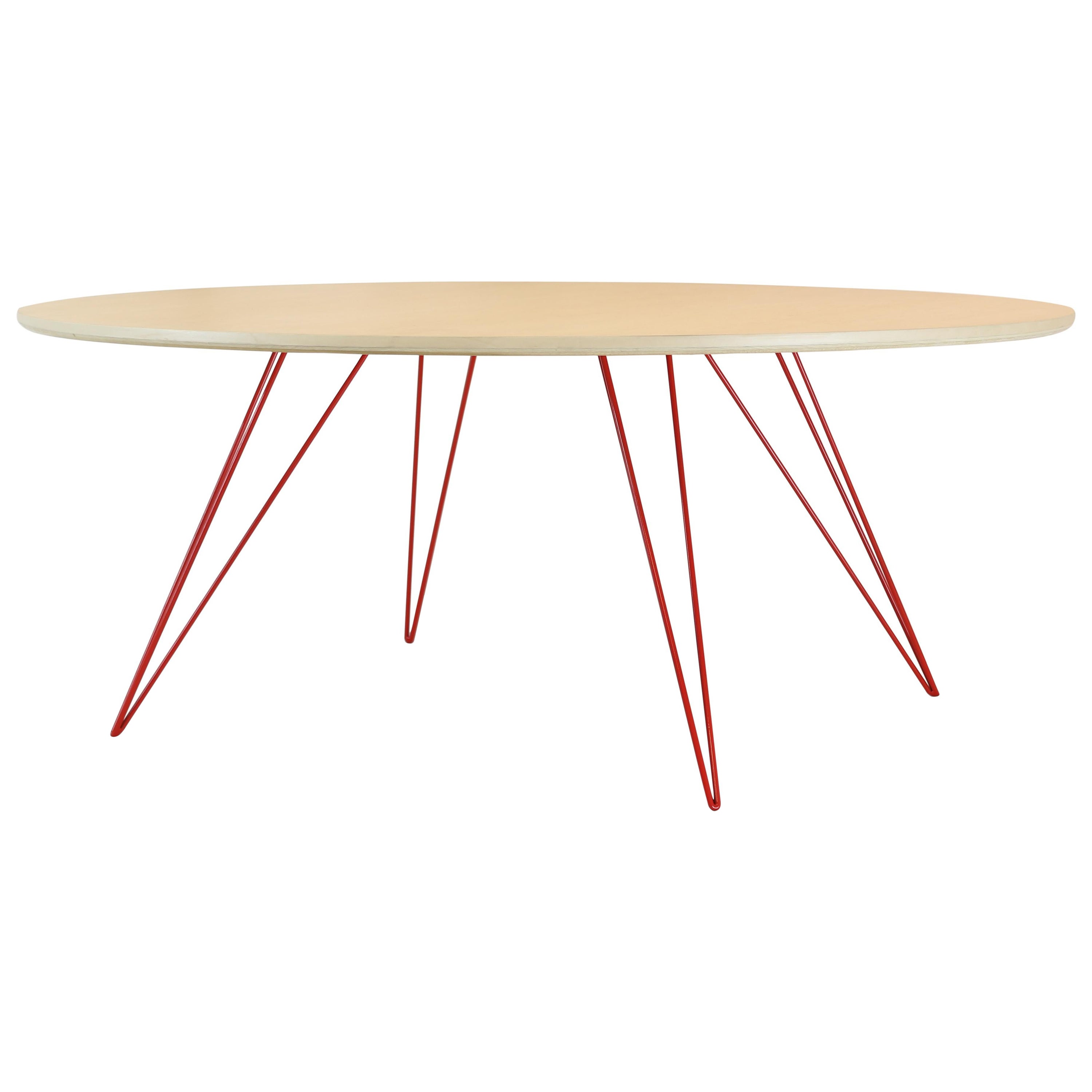 Williams Hairpin Coffee Table Oval Maple Red For Sale