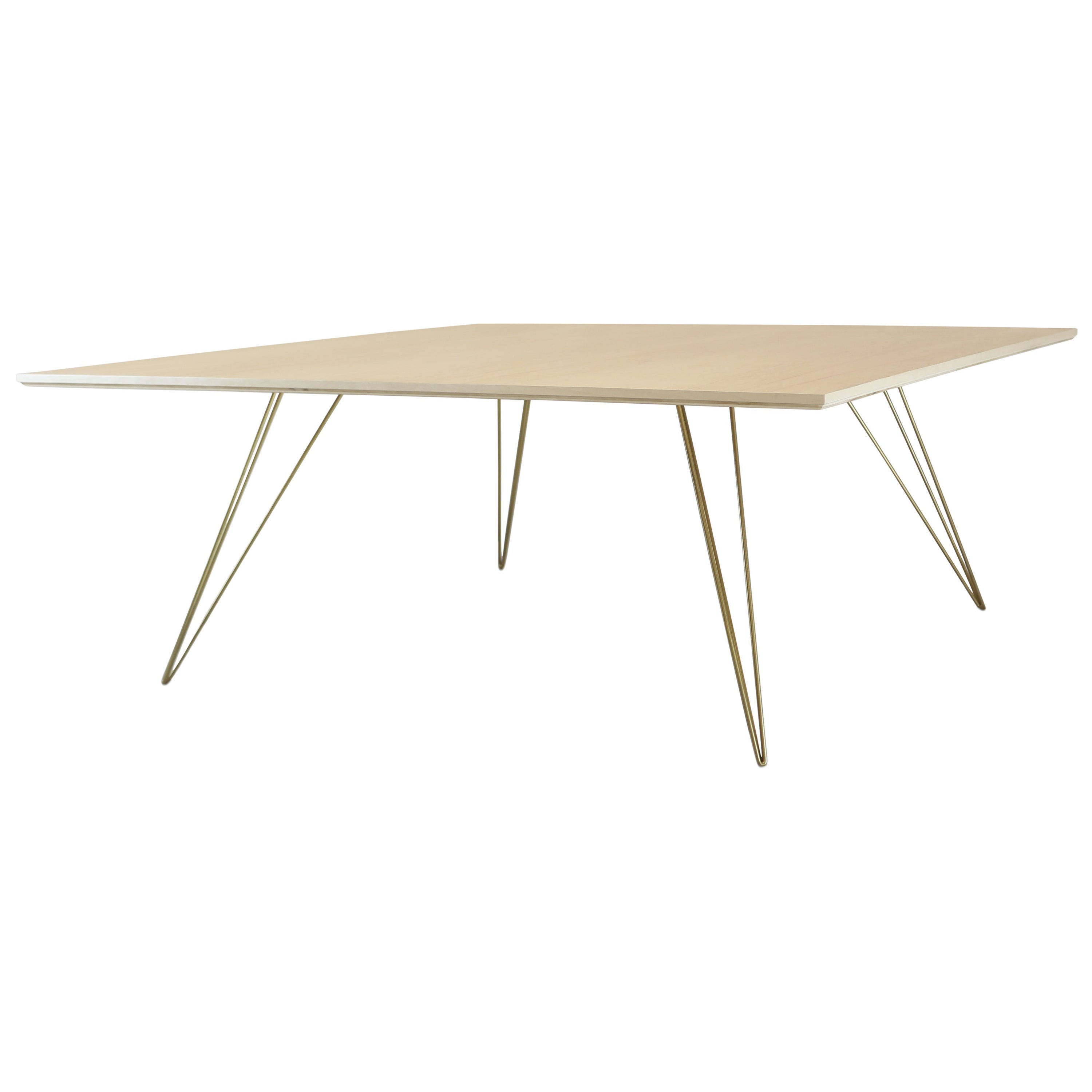 Williams Hairpin Coffee Table Square Maple Brassy Gold For Sale