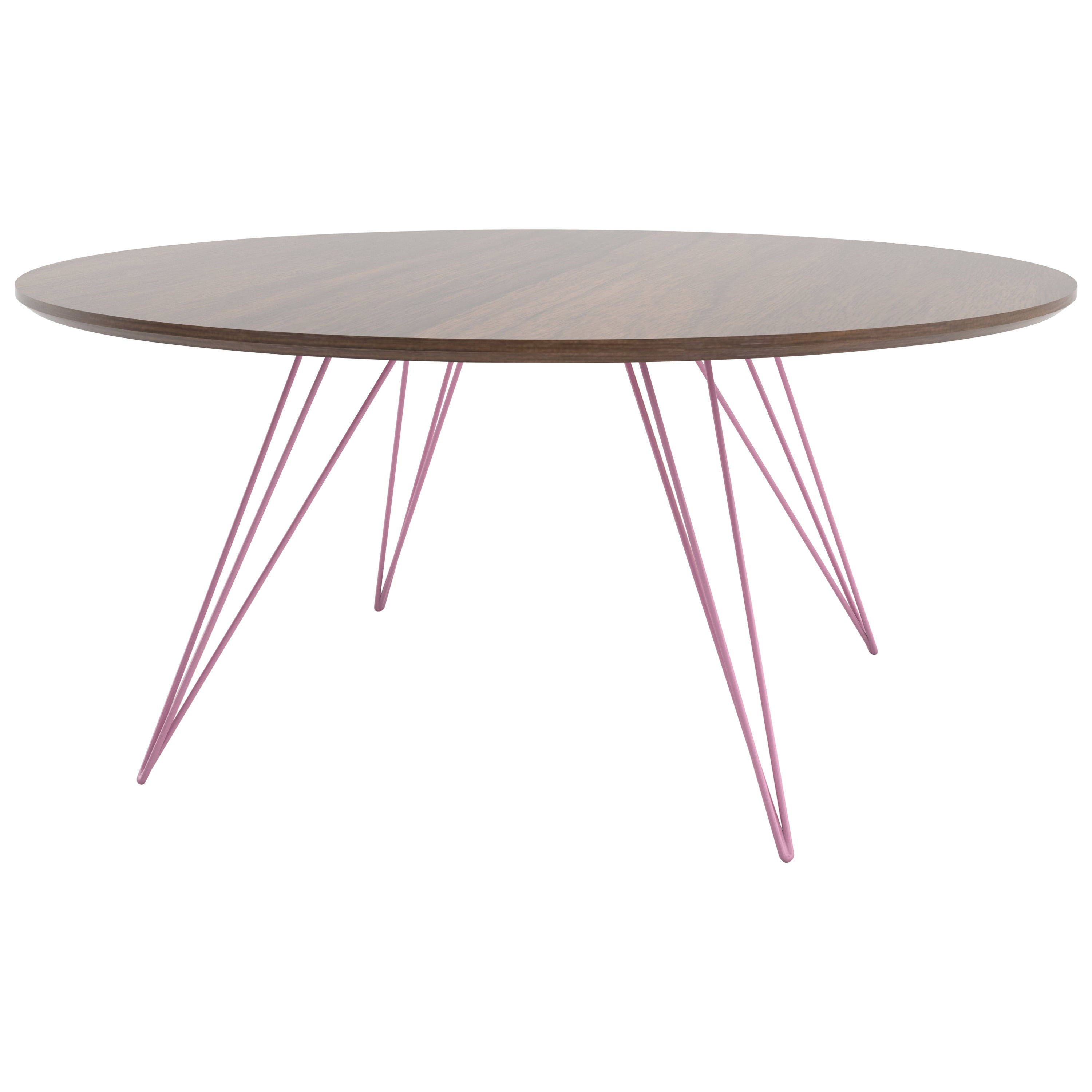 Williams Hairpin Coffee Table Round Walnut Pink