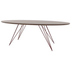 Williams Hairpin Coffee Table Oval Walnut Bloody Red