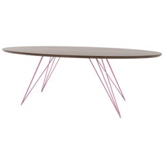 Williams Hairpin Coffee Table Oval Walnut Pink