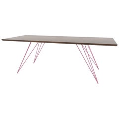 Table basse rectangulaire en noyer rose à épingle à cheveux Williams