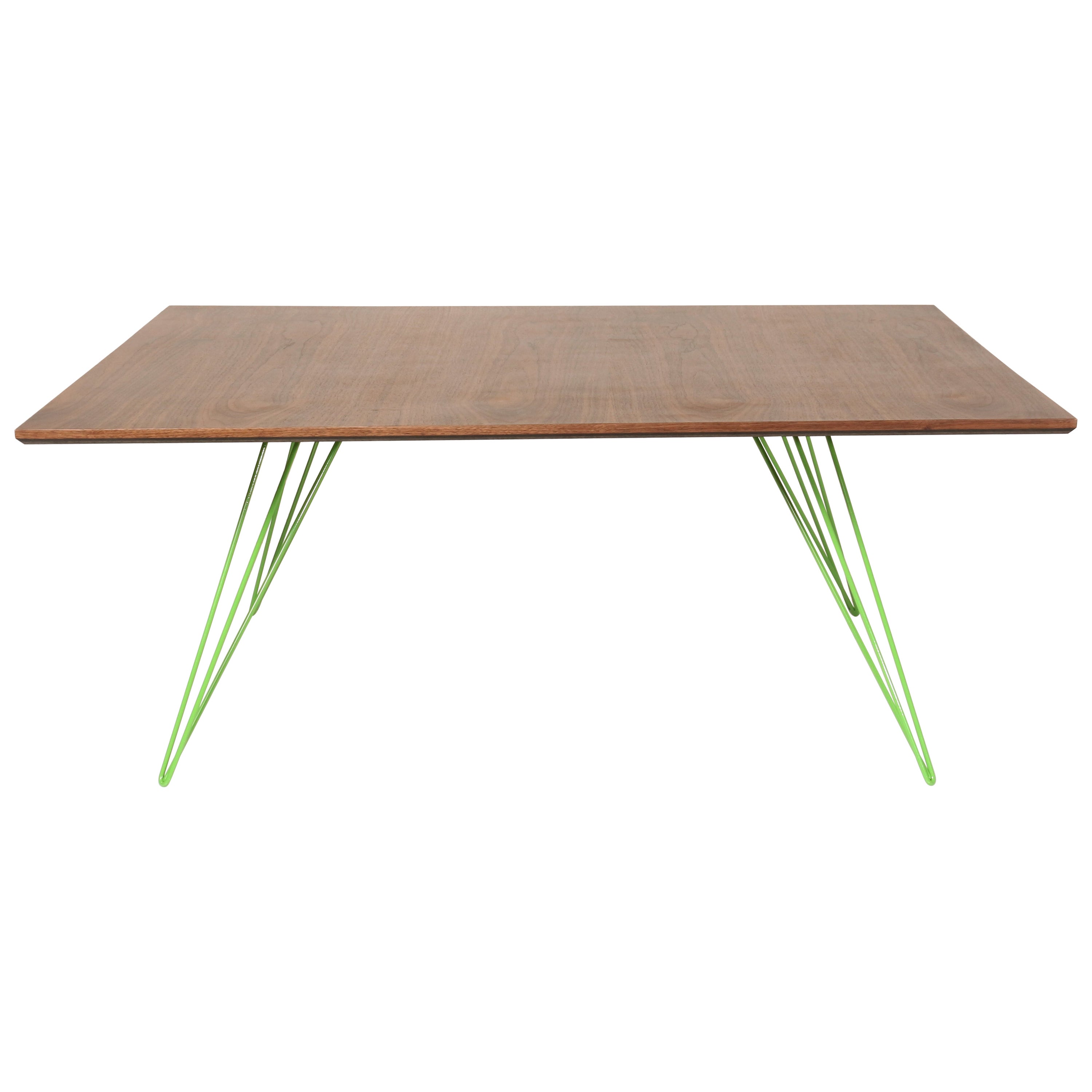 Williams Hairpin Coffee Table Rectangular Walnut Green For Sale