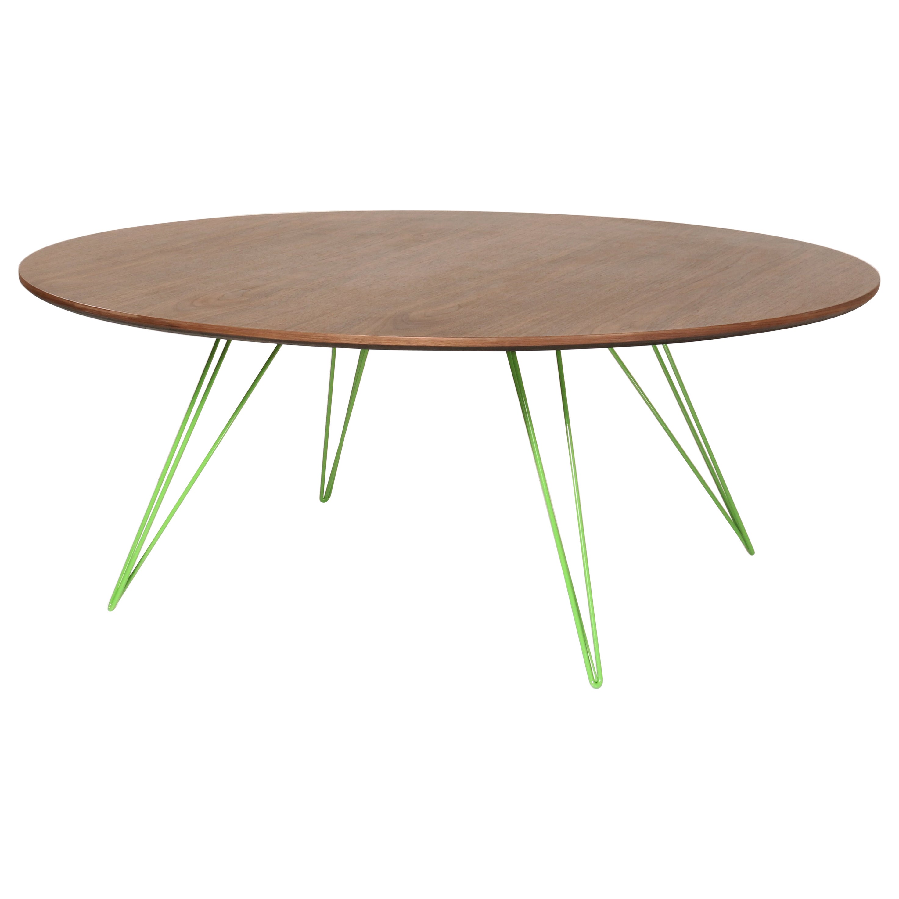 Williams Hairpin Coffee Table Oval Walnut Green For Sale