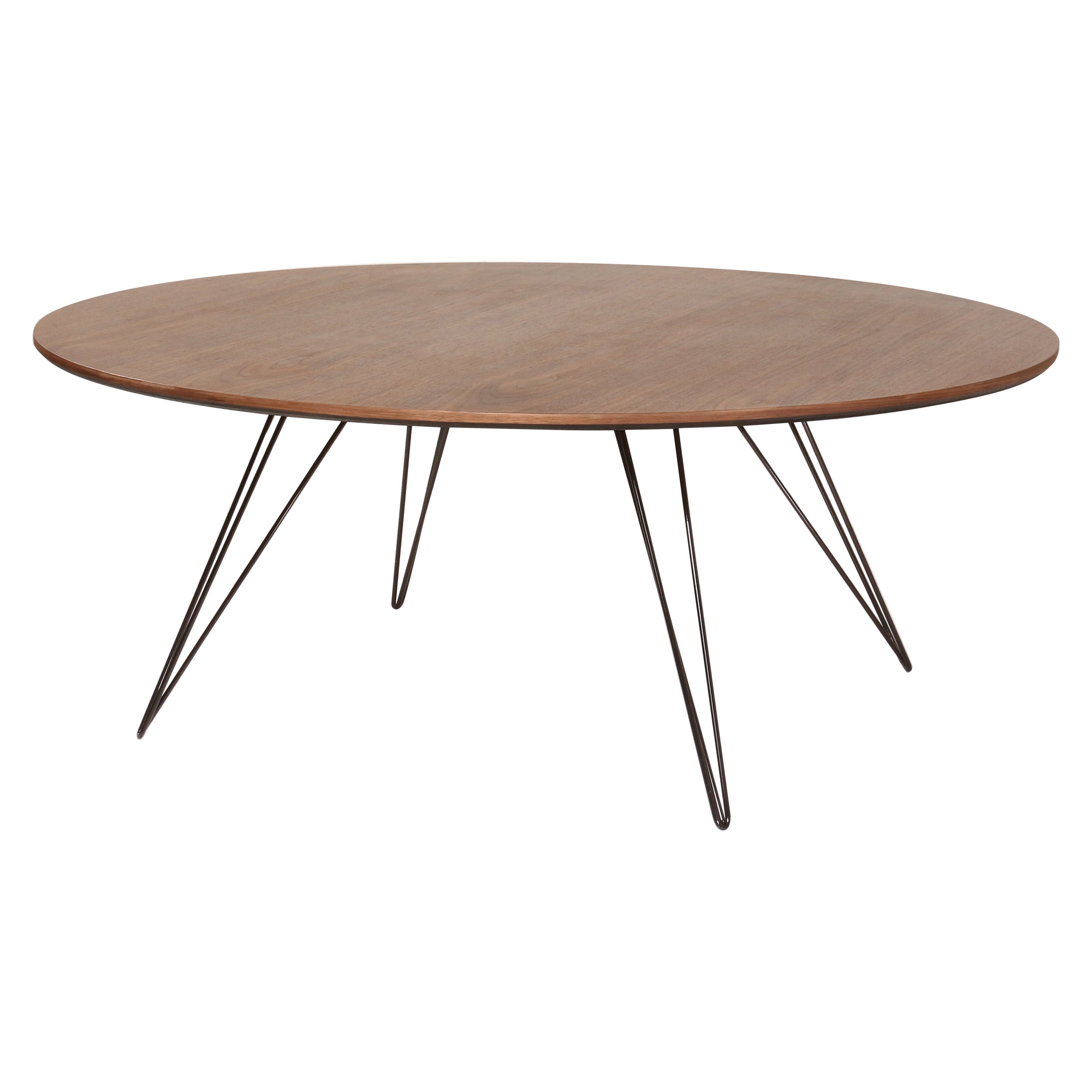 Williams Hairpin Coffee Oval Table Walnut Black For Sale