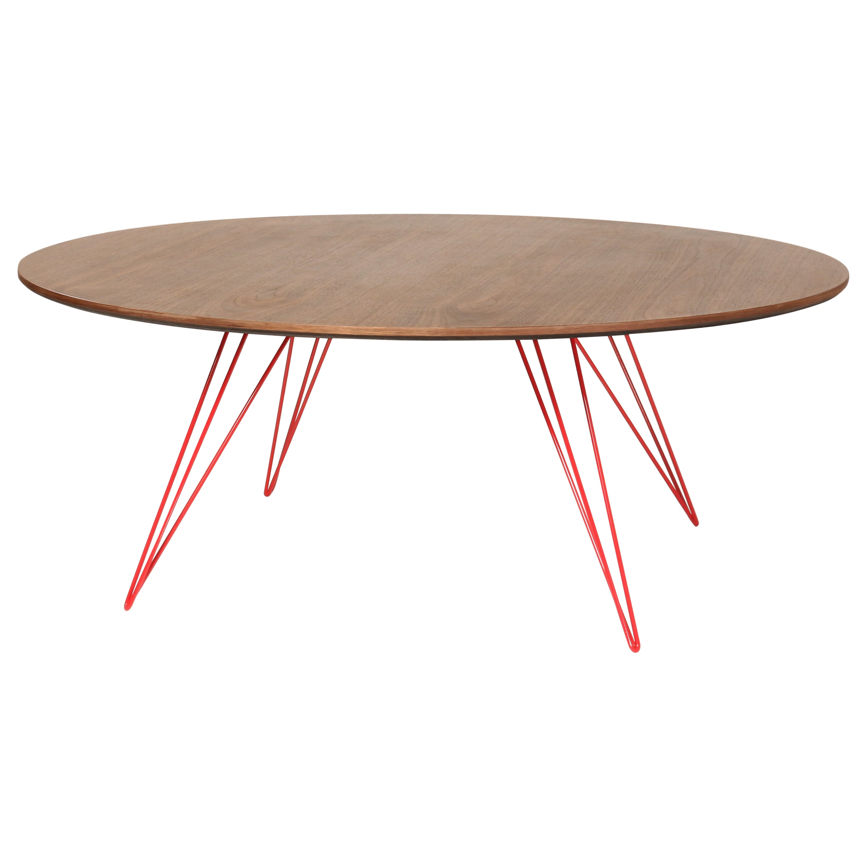Williams Hairpin Coffee Table Oval Walnut Red For Sale