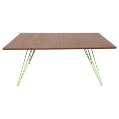 Table basse carrée en épingle à cheveux Williams en noyer vert