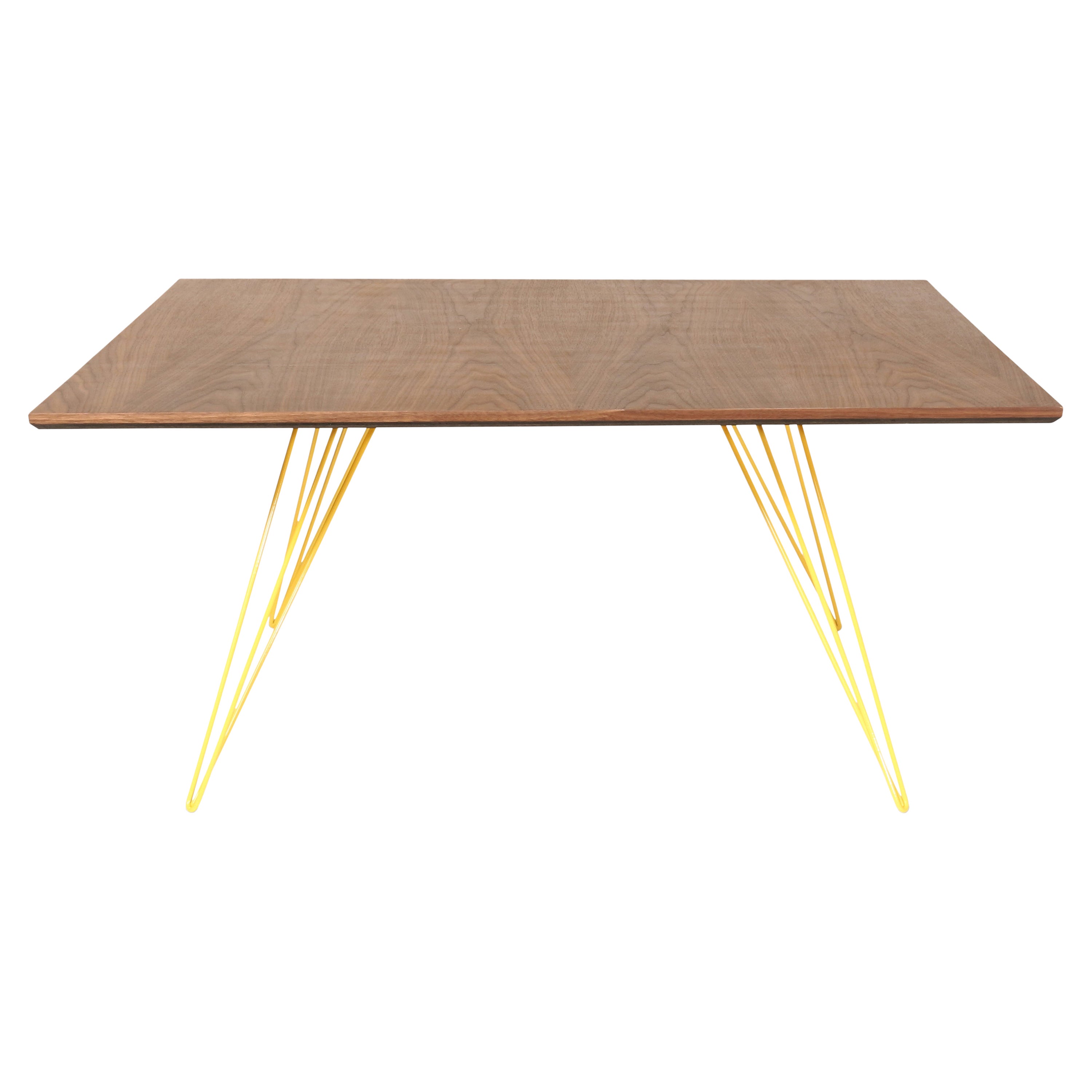 Williams Hairpin Coffee Table Square Walnut Yellow For Sale