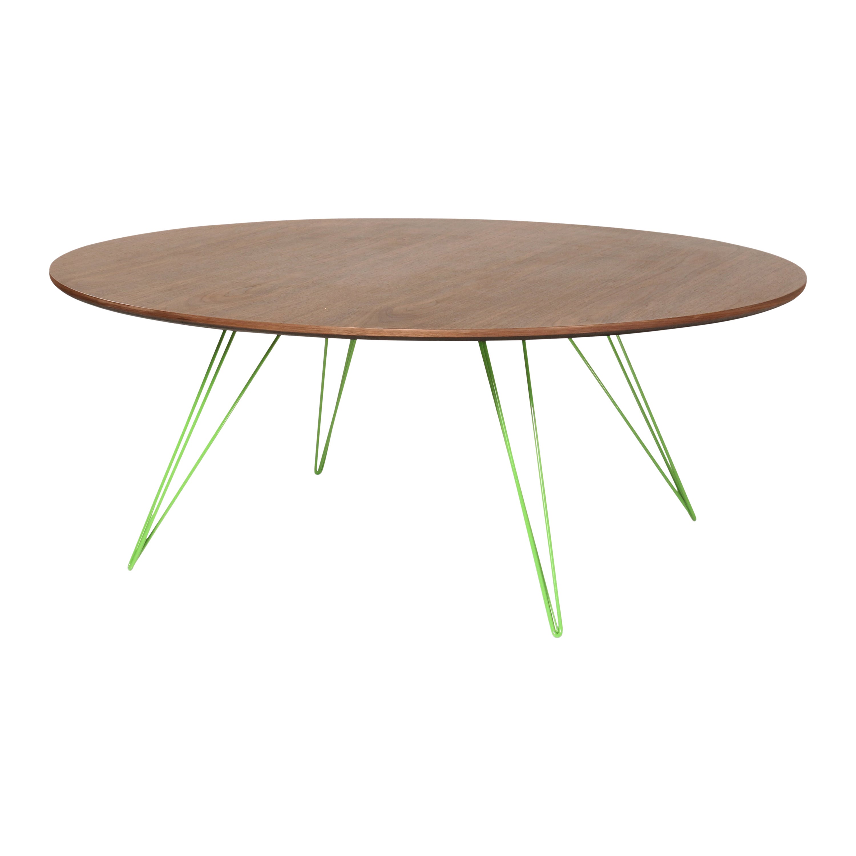 Williams Hairpin Coffee Table Round Walnut Green For Sale