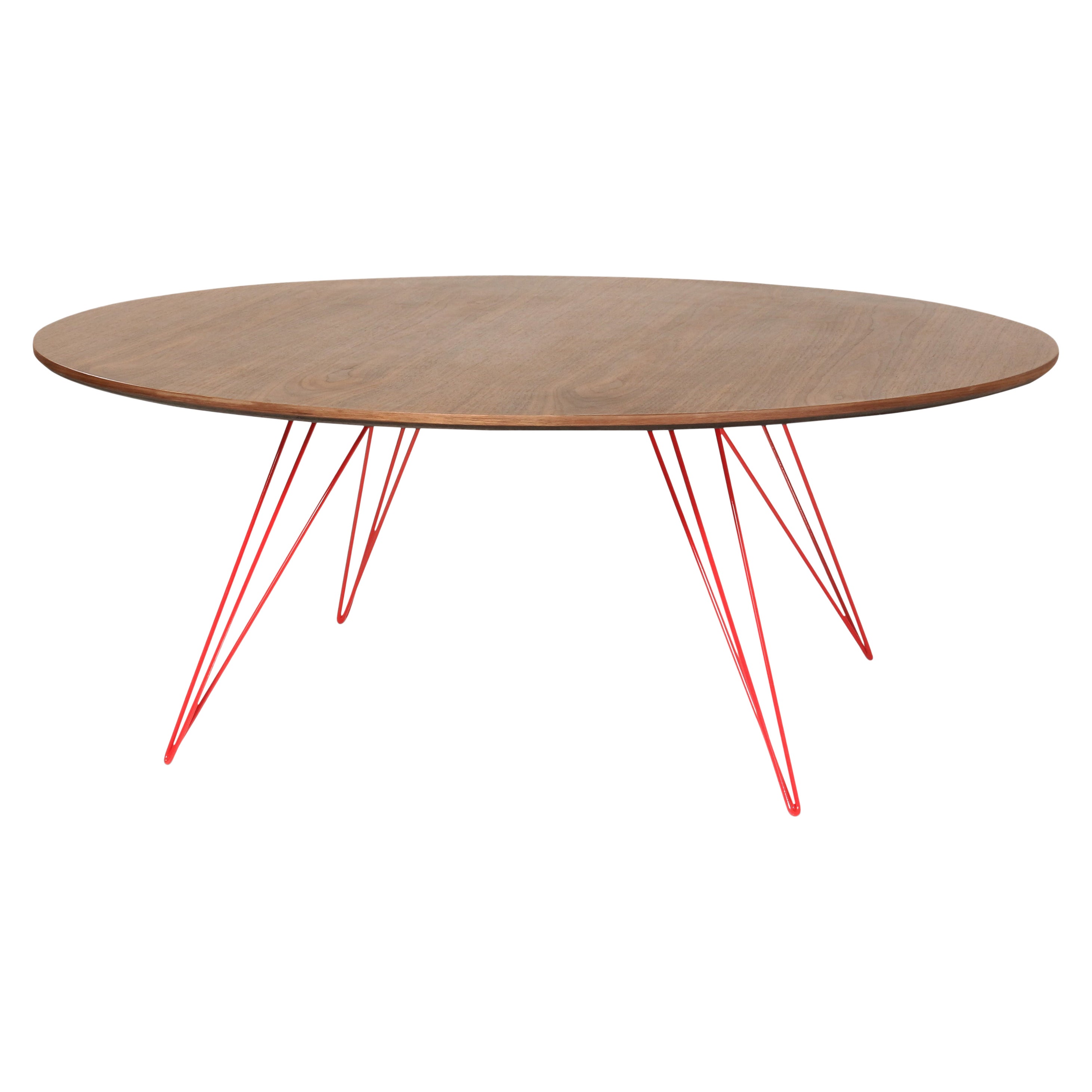 Williams Hairpin Coffee Table Round Walnut Red