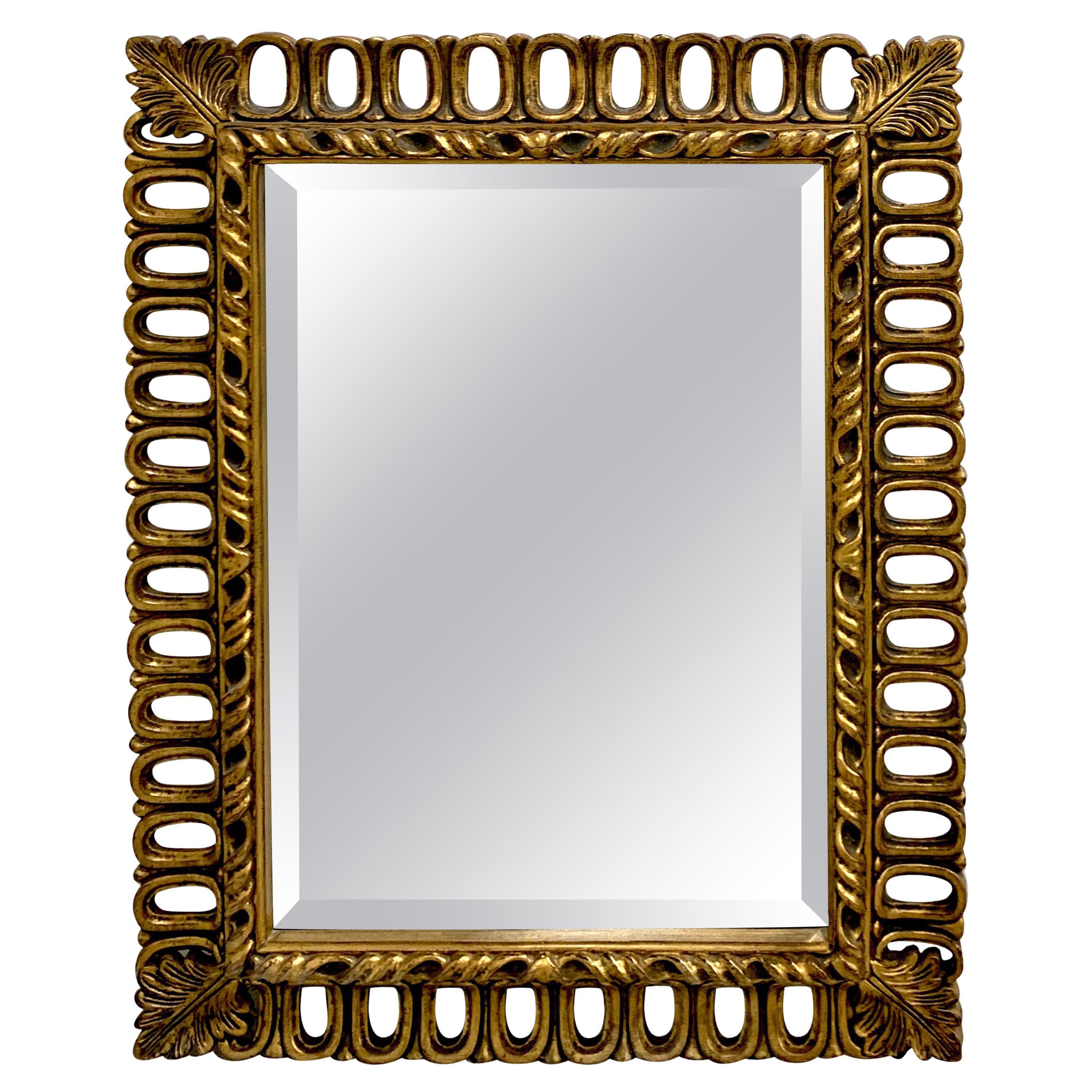 Miroir à anneaux dorés de style régence hollywoodienne