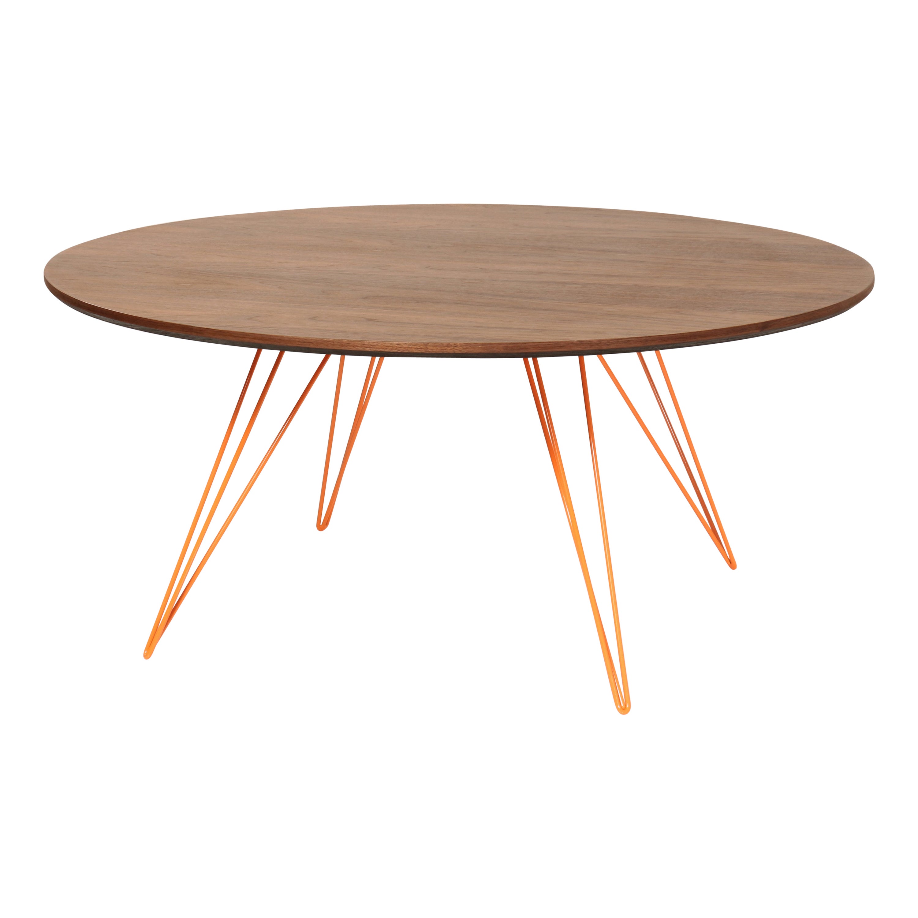 Table basse ronde en épingle à cheveux Williams en noyer orange