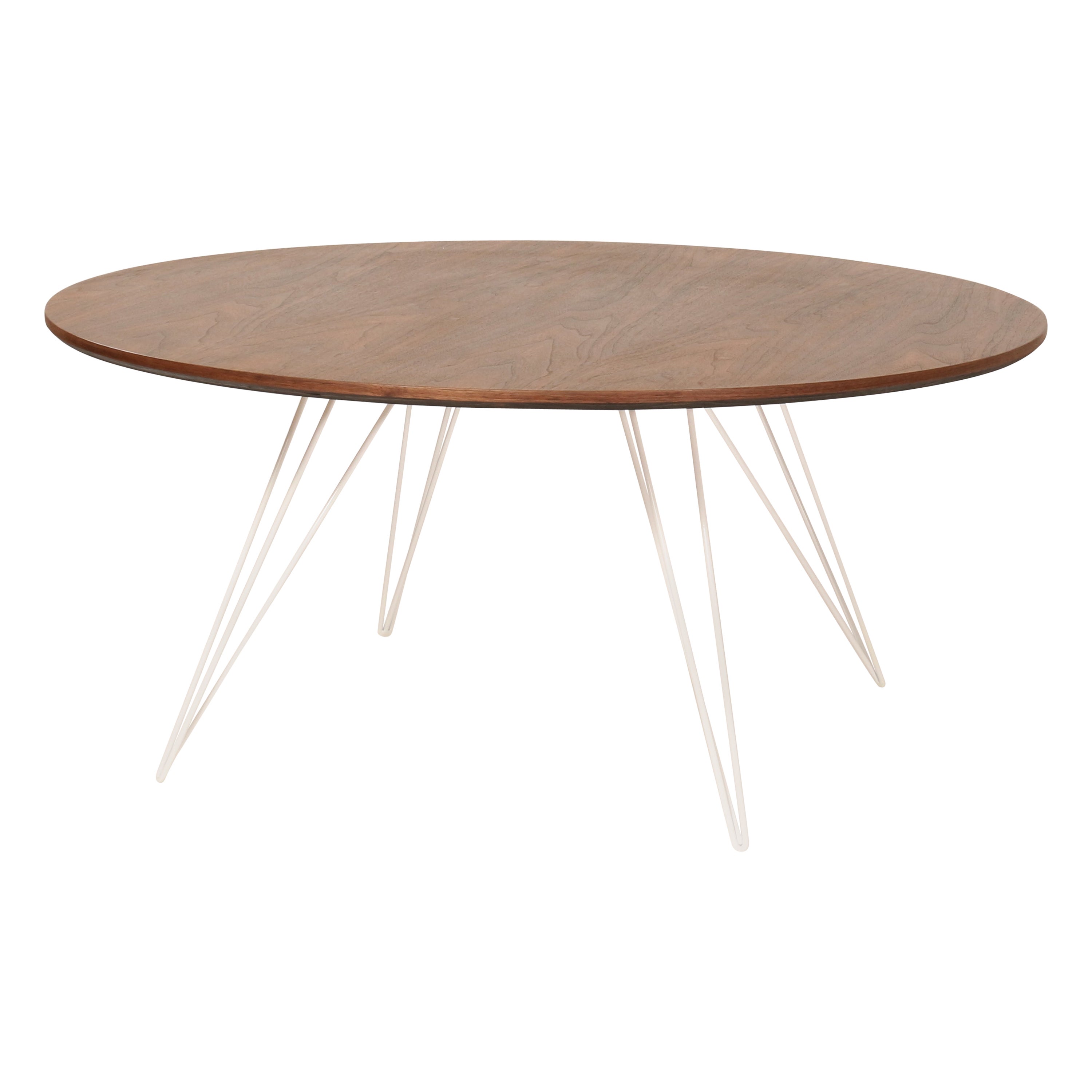 Williams Hairpin Coffee Table Round Walnut White For Sale