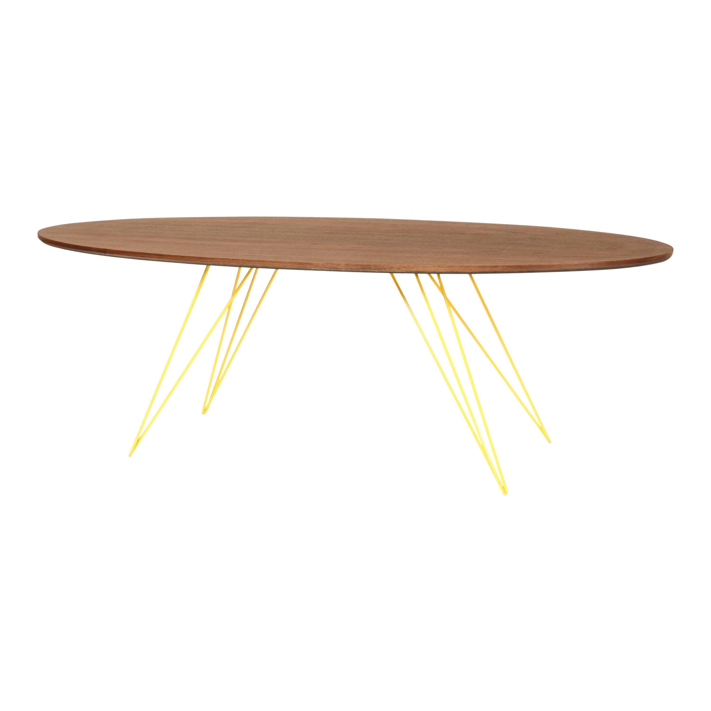 Williams Hairpin Coffee Table Oval Walnut Yellow For Sale