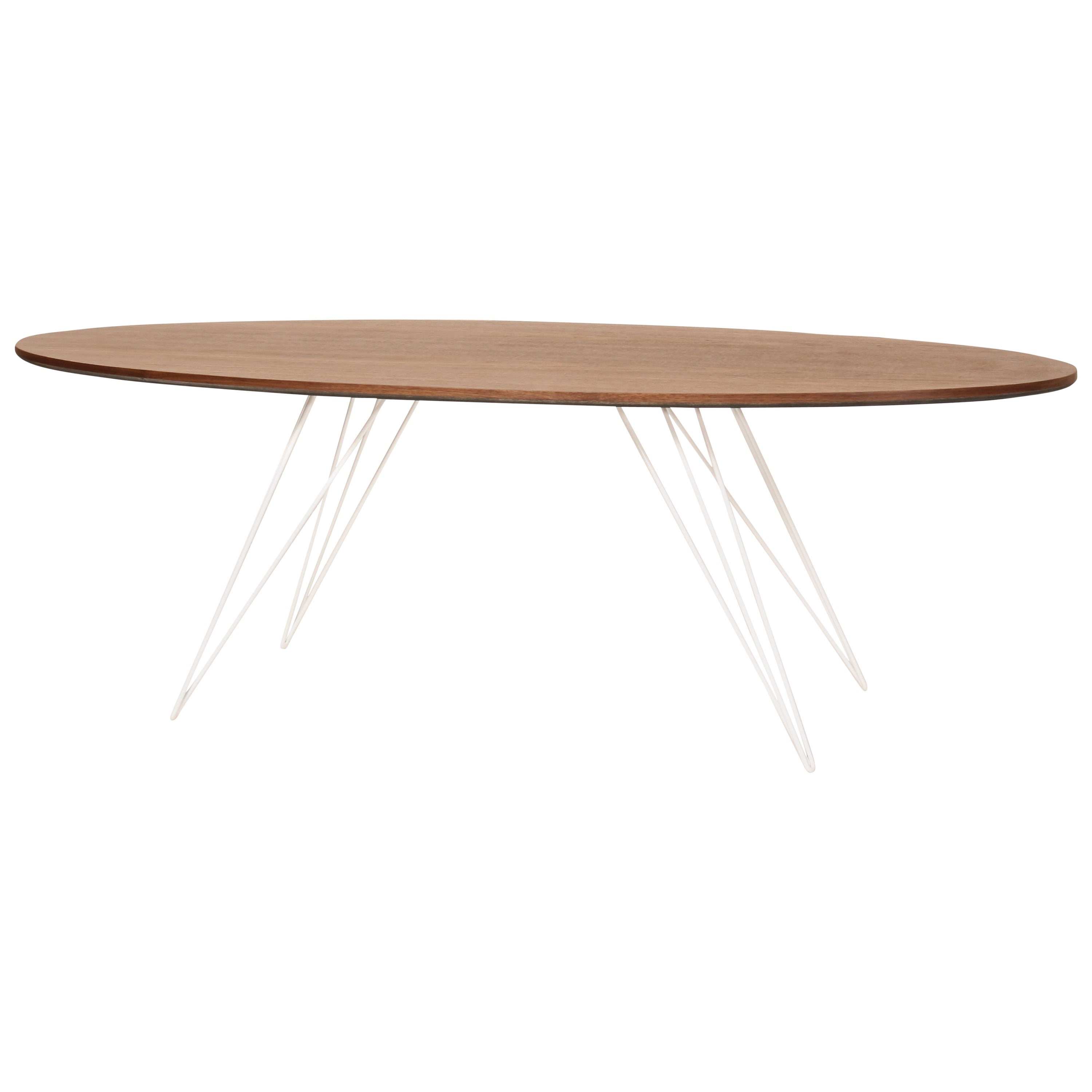 Williams Hairpin Coffee Table Oval Walnut White For Sale