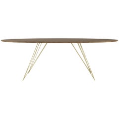 Williams Hairpin Coffee Table Oval Walnut Brassy Gold