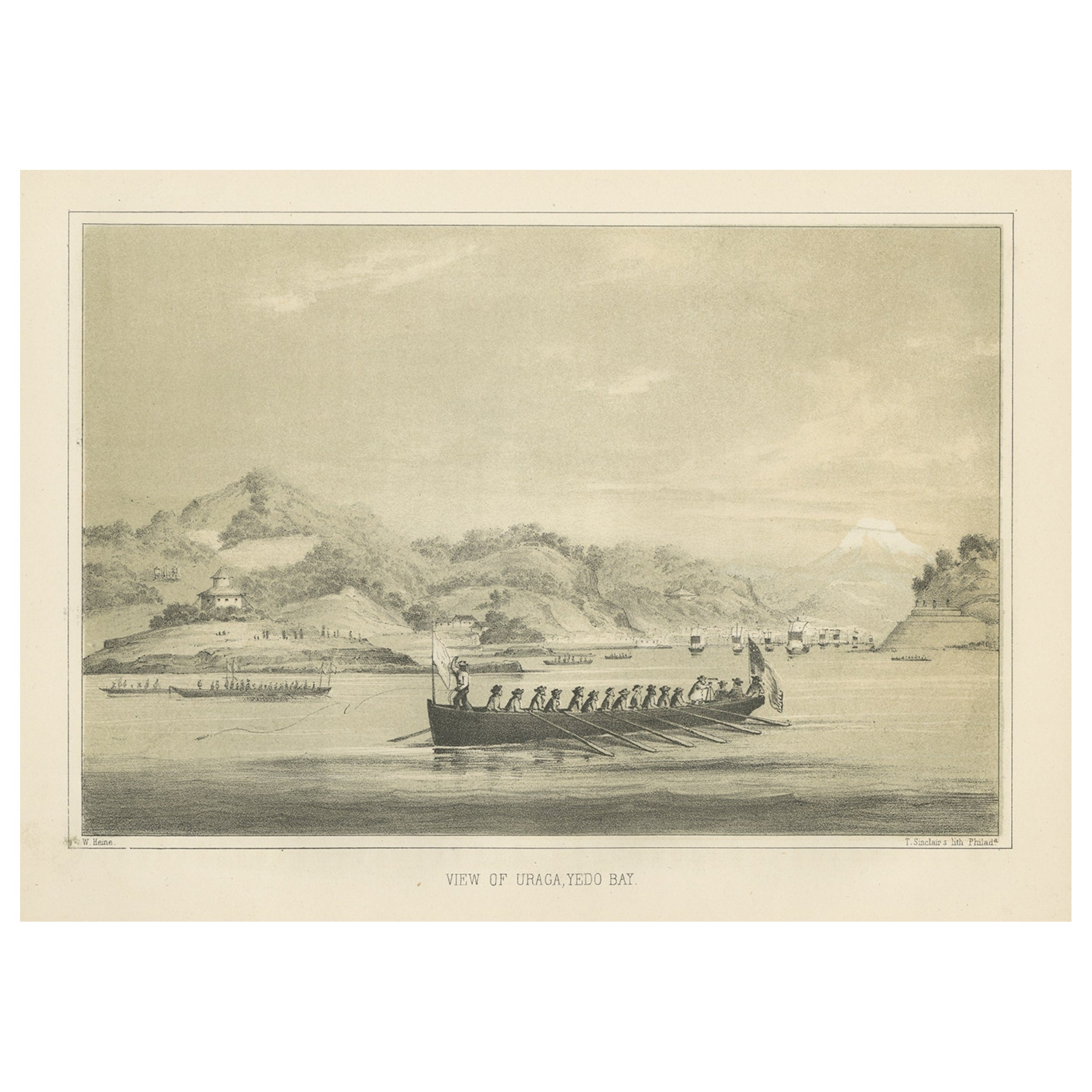 Antique Print of a View of Uraga, Yedo, Japan, 1856 For Sale