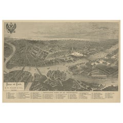 Old Print with a View of Saint Petersburg, Russia, 1887