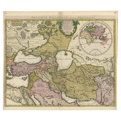 Fein gravierte historische Karte des Nahen Osten und Asien, um 1745