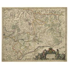 Striking Antique Map of Luxembourg and Northern France 'Lotharingen', c.1680