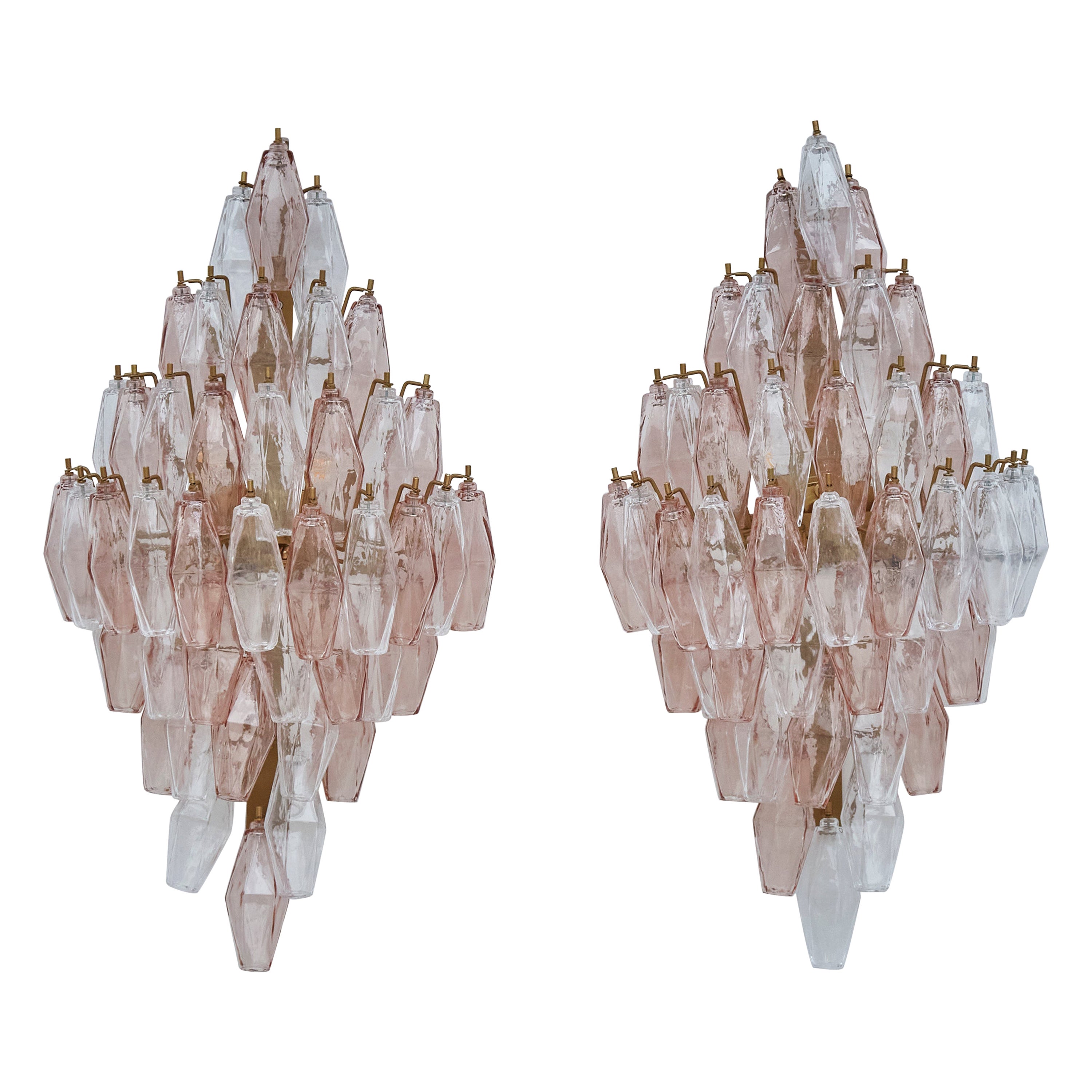 Wall Sconces with Polyedri Glasses For Sale